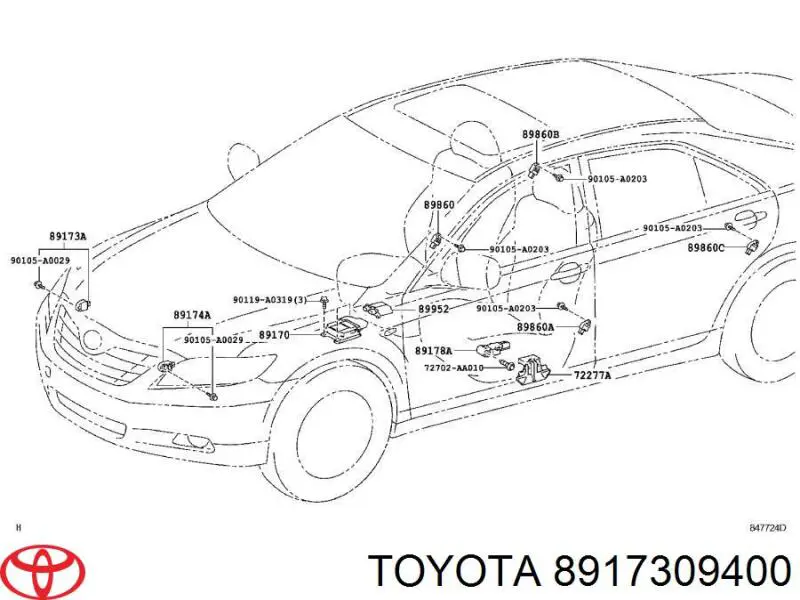 Датчик AIRBAG передний Toyota 8917309400 цена, от 19.00 USD