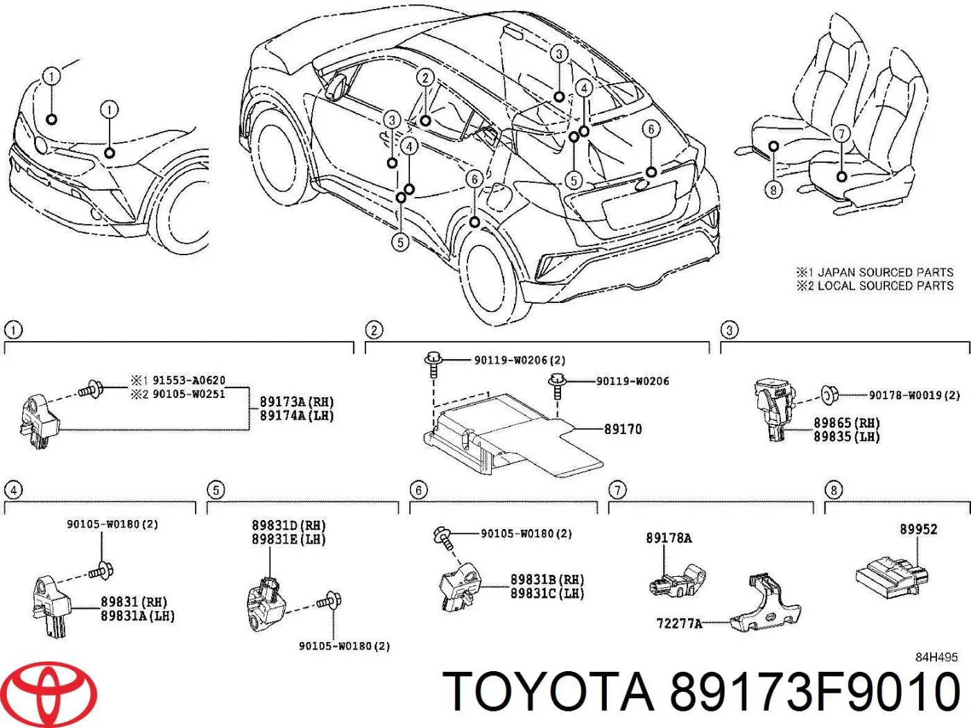 89173F9010 Toyota Датчик Айрбег передний