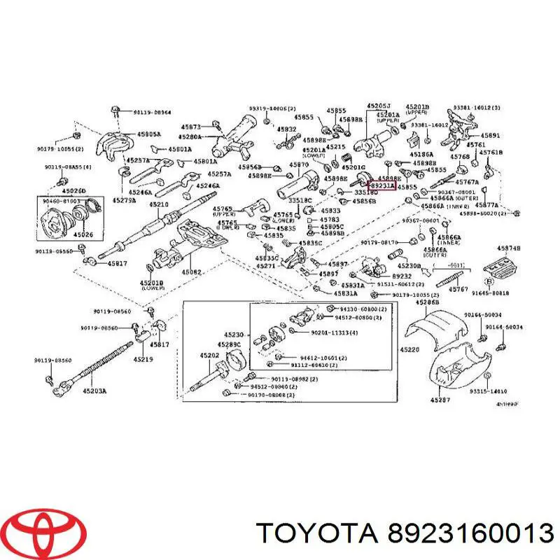 8923160010 Toyota мотор перемещения рулевой колонки (механизма наклона)