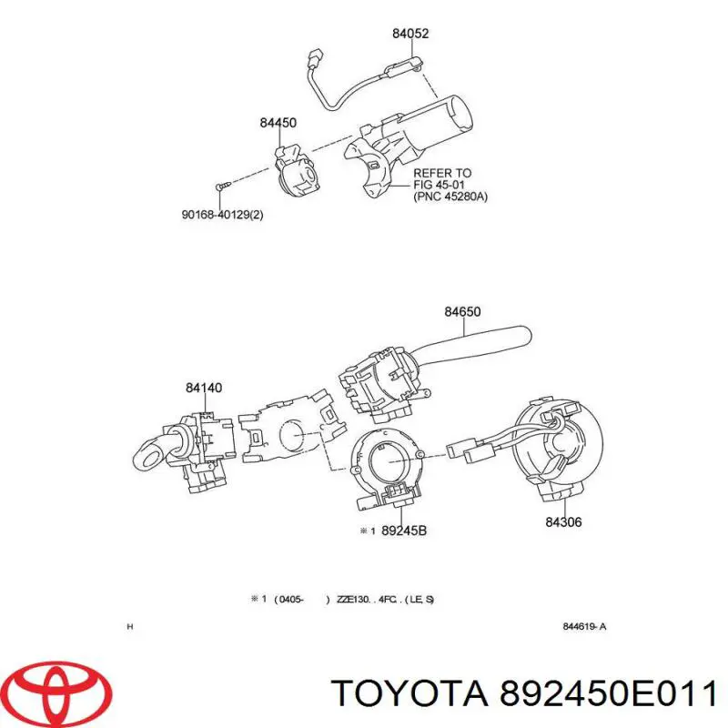 892450E011 Toyota sensor do ângulo de viragem do volante de direção