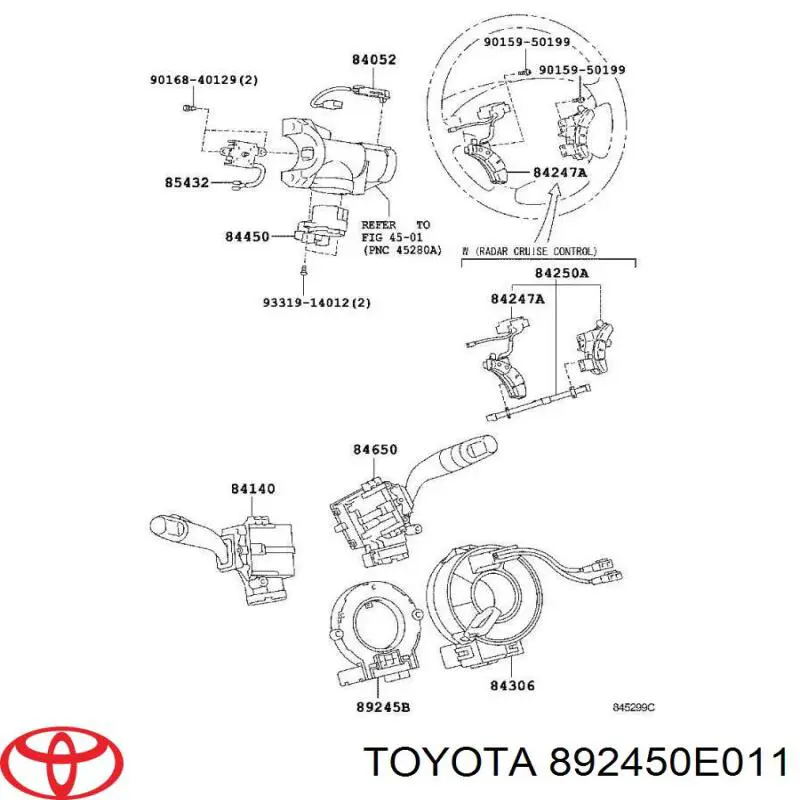 892450E011 Toyota Датчик угла поворота руля