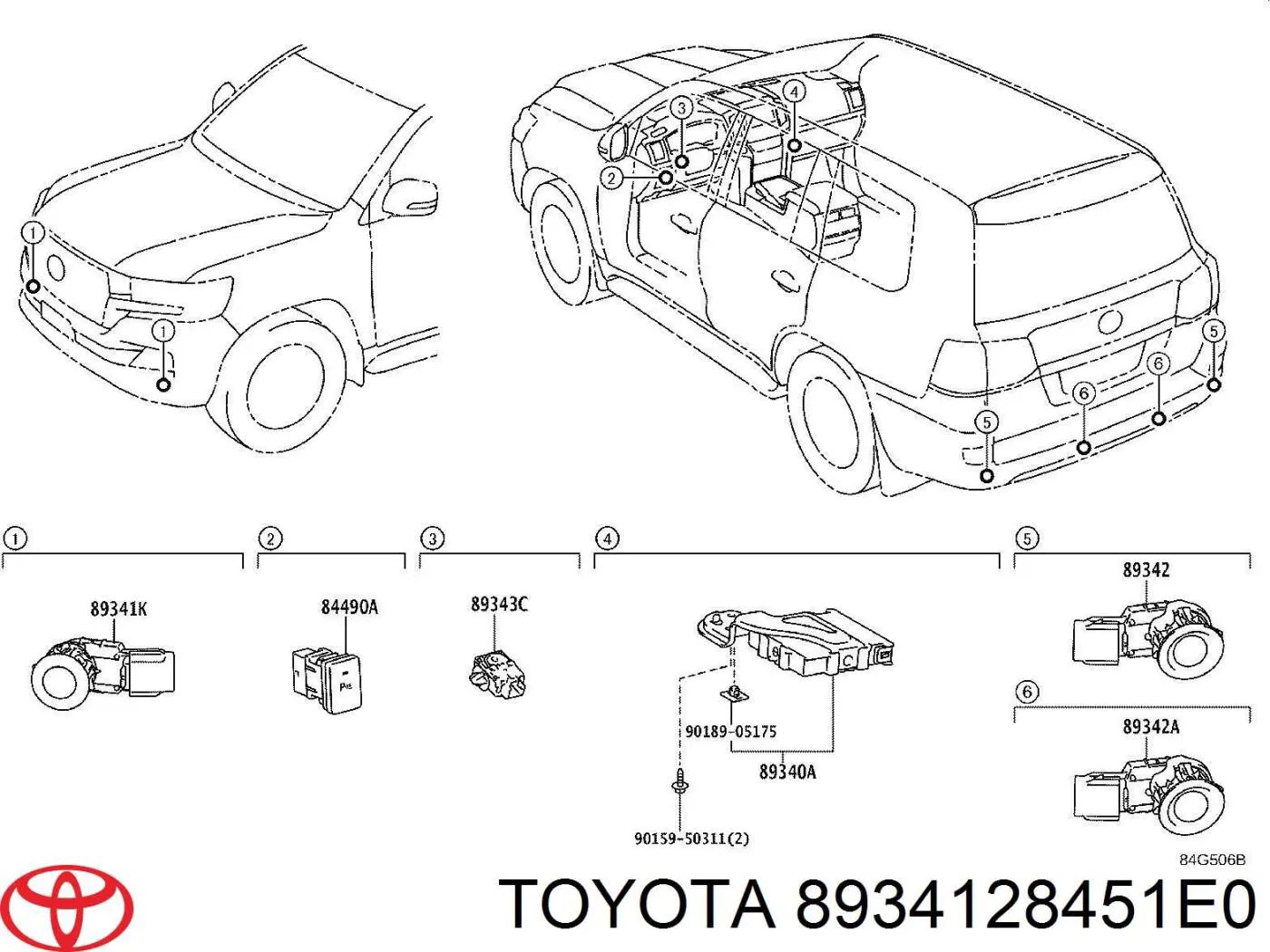 Датчик сигнализации парковки (парктроник) задний 8934128451E0 Toyota