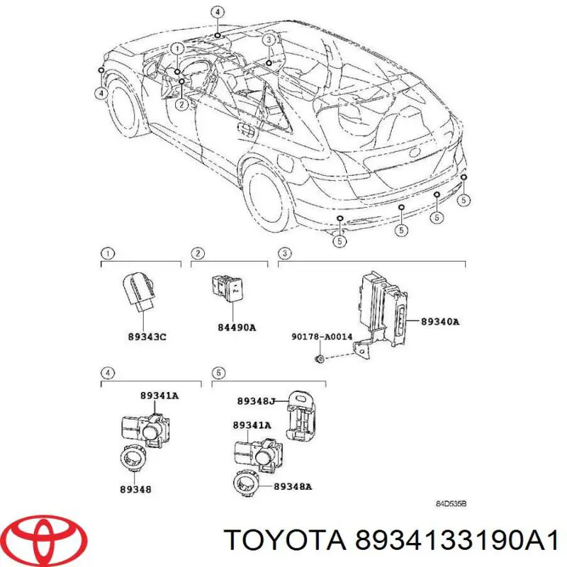8934133190A1 Toyota sensor dianteiro de sinalização de estacionamento (sensor de estacionamento)