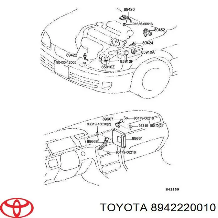 Sensor de temperatura del refrigerante 8942220010 Toyota