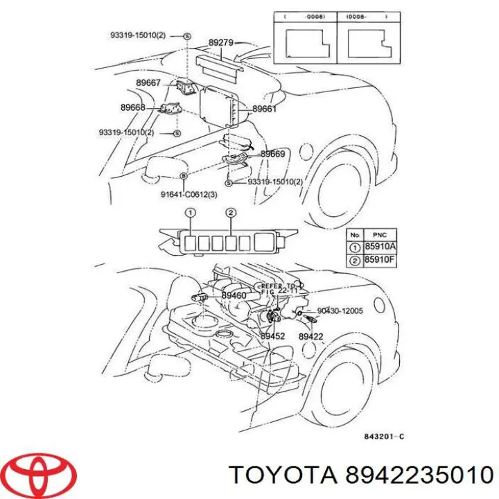 Sensor de temperatura do fluido de esfriamento 8942235010 Toyota