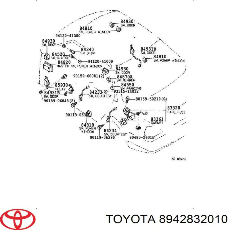 Sensor de temperatura del refrigerante, salpicadero 8942832010 Toyota