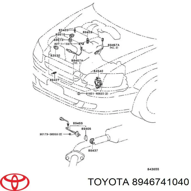 Лямбда-зонд, датчик кислорода до катализатора правый 8946741040 Toyota