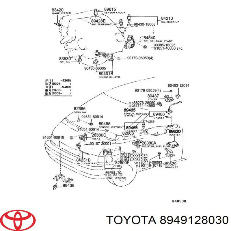 Датчик уровня масла двигателя 8949128030 Toyota