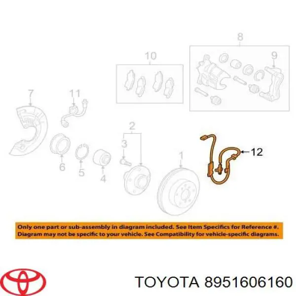 89516-06160 Toyota Датчик АБС (ABS) задний левый