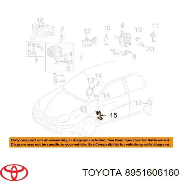 89516-06160 Toyota Датчик АБС (ABS) задний левый