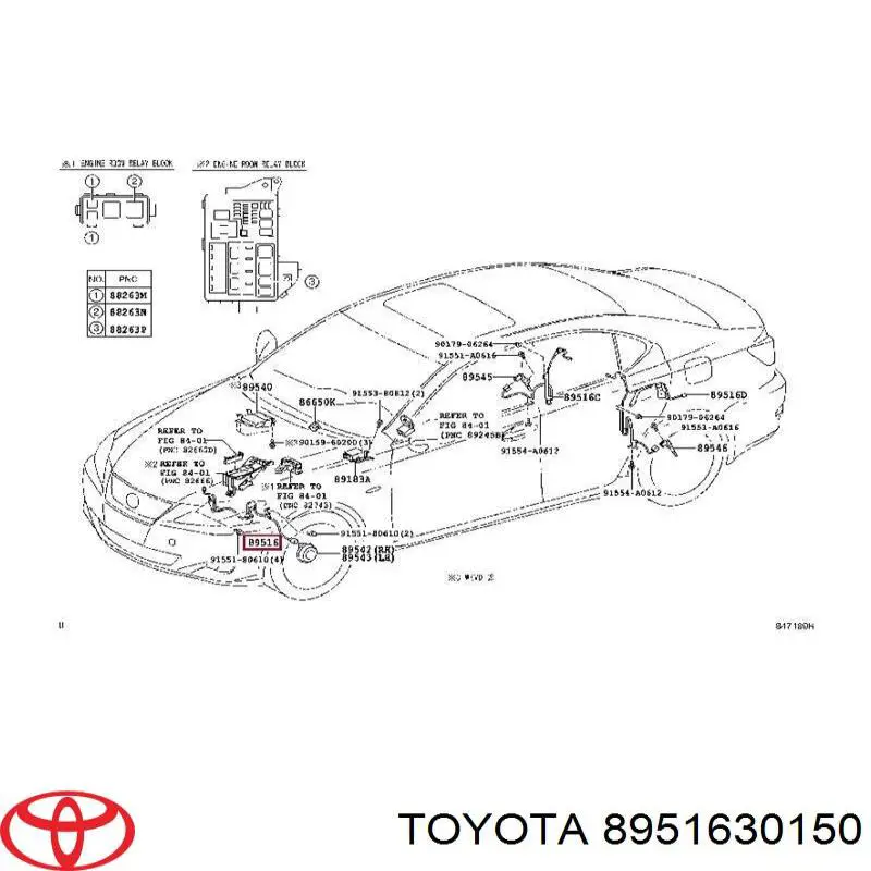 Провод датчика АБС передний правый Toyota 8951630150