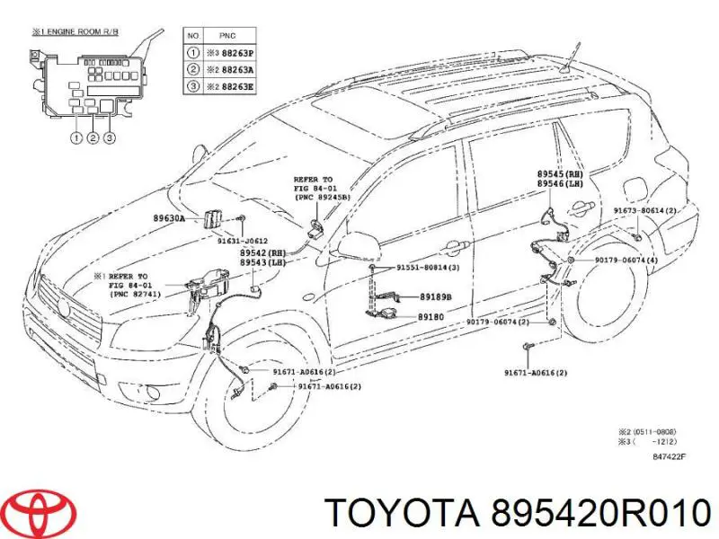 895420R010 Toyota sensor abs dianteiro direito