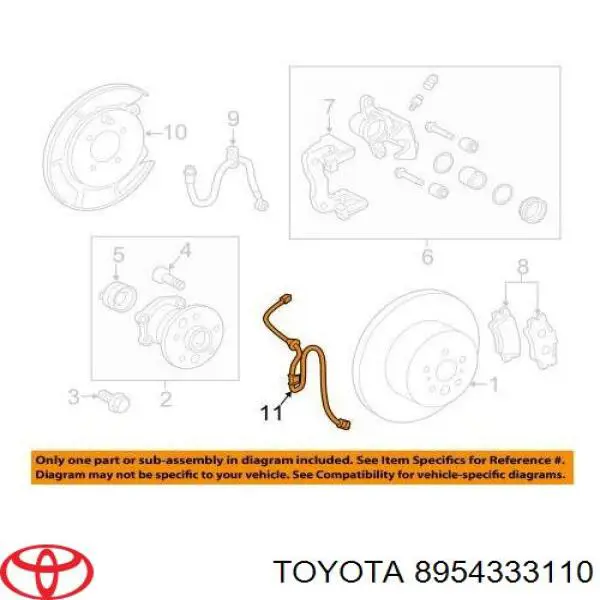 8954333110 Toyota sensor abs dianteiro esquerdo