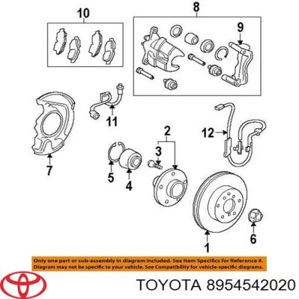 Купить 8954542020 Toyota Датчик АБС задний правый