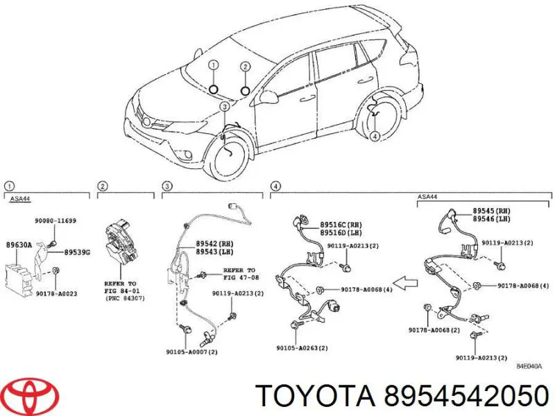 8954542050 Toyota датчик абс (abs задний правый)