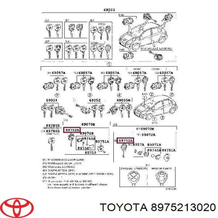 8975213020 Toyota ключ-заготовка