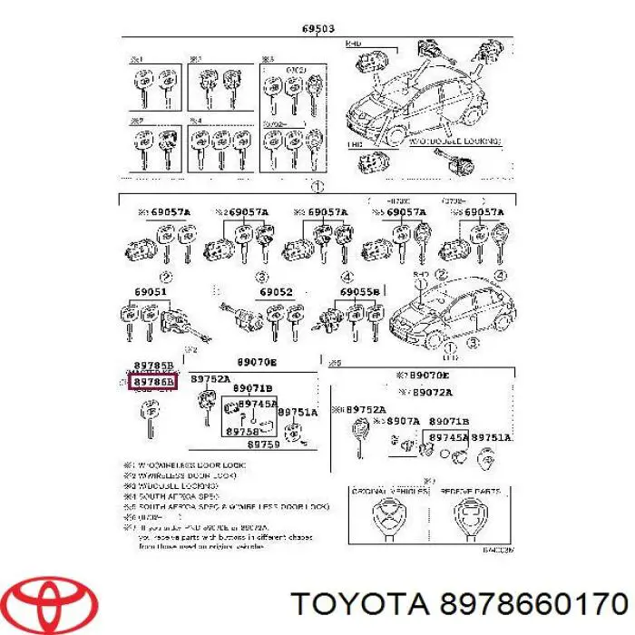 Ключ-заготовка на Toyota RAV4 II 