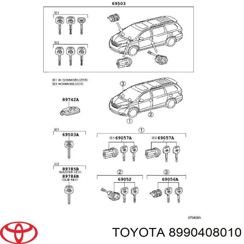 8990408010 Toyota Брелок управления сигнализацией
