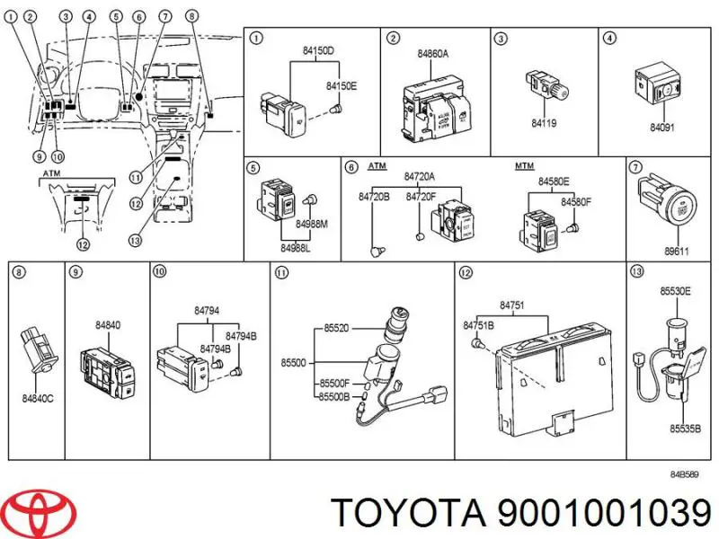 Лампочка щитка (панели приборов) Toyota 9001001039 цена, от 2.72 USD
