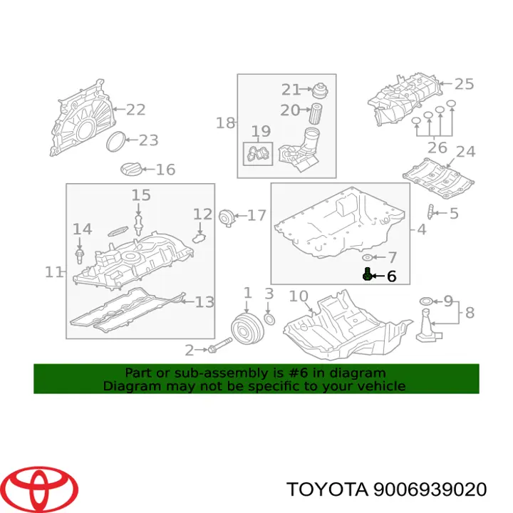 Tapón roscado, colector de aceite 9006939020 Toyota