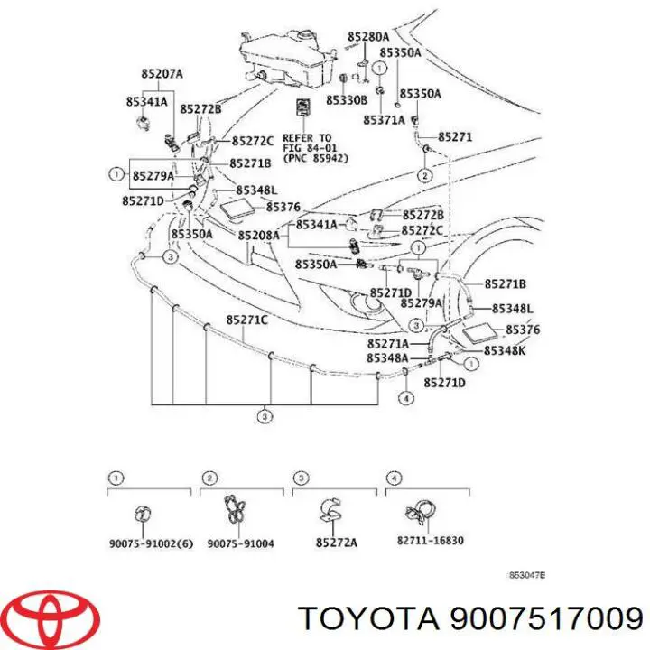 Tubo de ligação de tubos de fluido para lavador para Toyota Camry (V50)