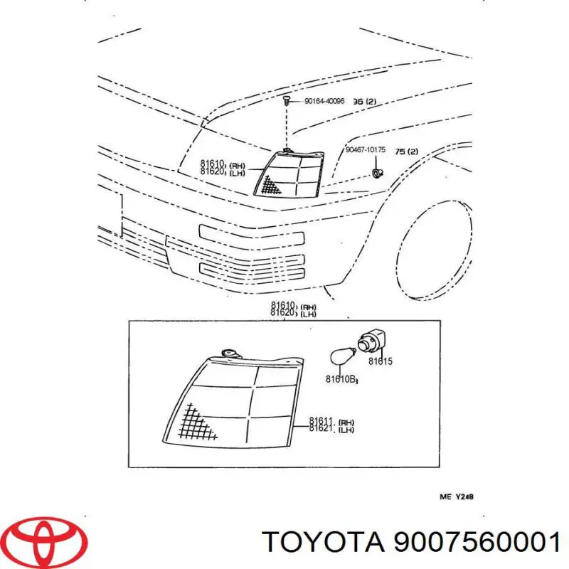 Цоколь (патрон) лампочки указателя поворотов на Toyota Camry V20