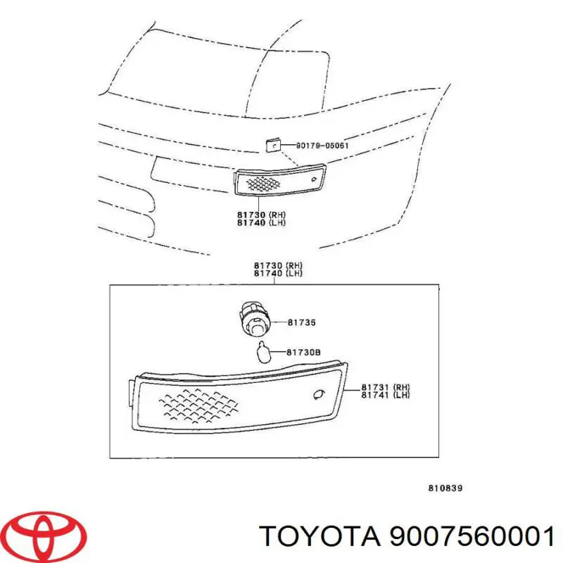 Цоколь (патрон) лампочки указателя поворотов Toyota 9007560001 цена, от 6.80 USD