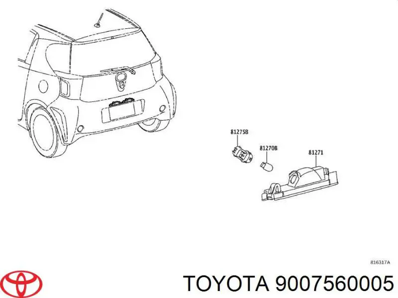 Цоколь (патрон) лампочки подсветки номера на Toyota Scion IQ 
