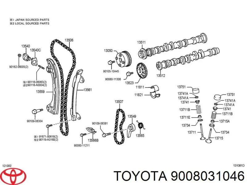 9008031046 Toyota сальник клапана (маслосъёмный выпускного)