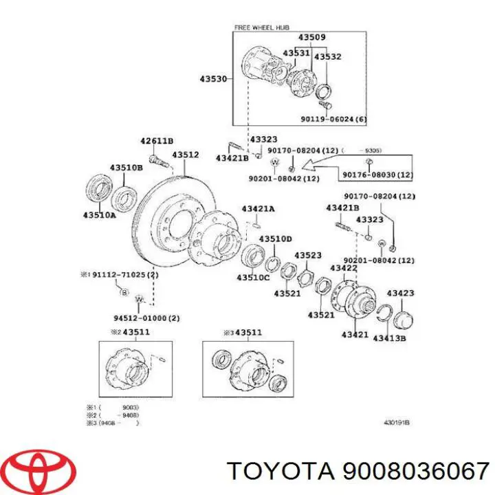 9008036067 Toyota подшипник ступицы передней наружный