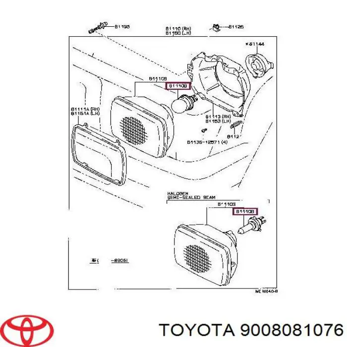Лампочка противотуманной фары Toyota 9008081076
