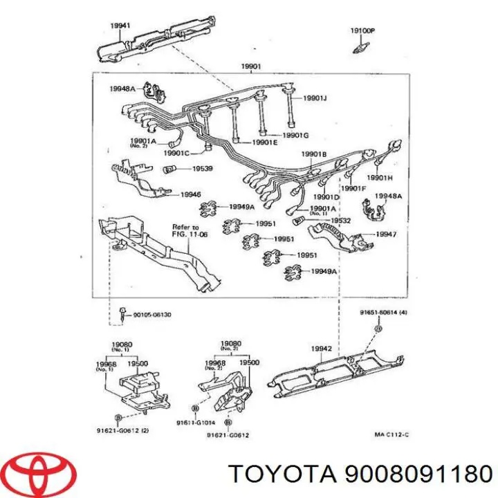 Bujía de encendido 9008091180 Toyota