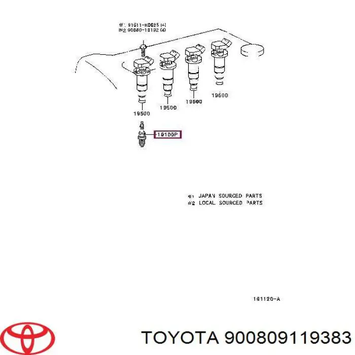 Свечи зажигания 900809119383 Toyota