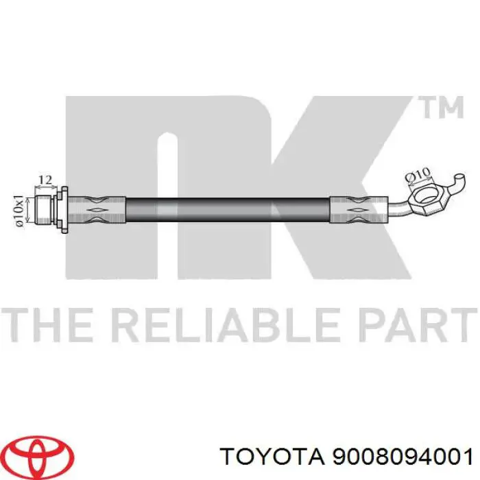 Шланг тормозной передний левый 9008094001 Toyota