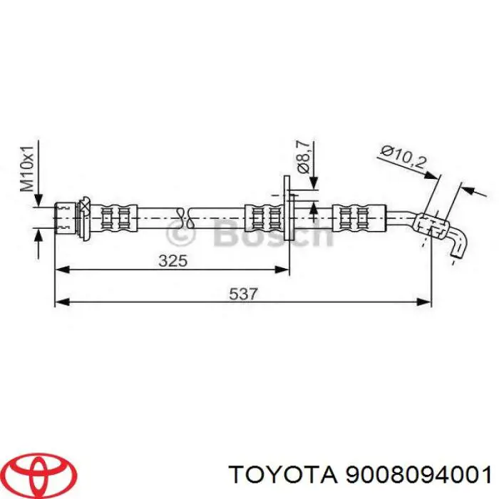 Tubo flexible de frenos delantero izquierdo 9008094001 Toyota