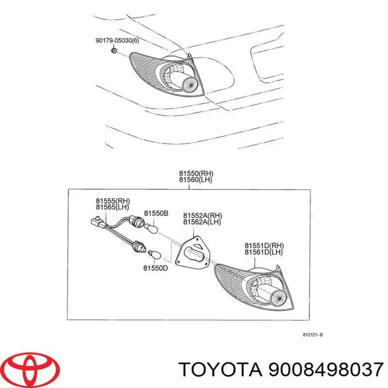 9008498037 Toyota лампочка стоп сигнала заднего фонаря