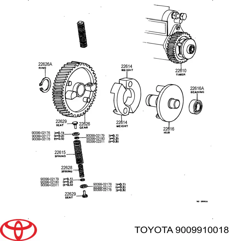 Подшипник задней ступицы 9009910018 Toyota