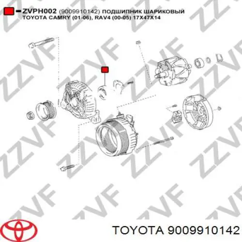 Cojinete, alternador 9009910142 Toyota