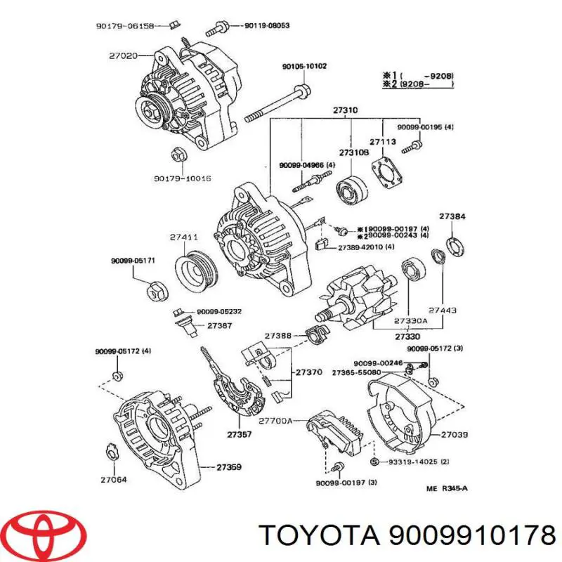 9009910178 Toyota подшипник генератора