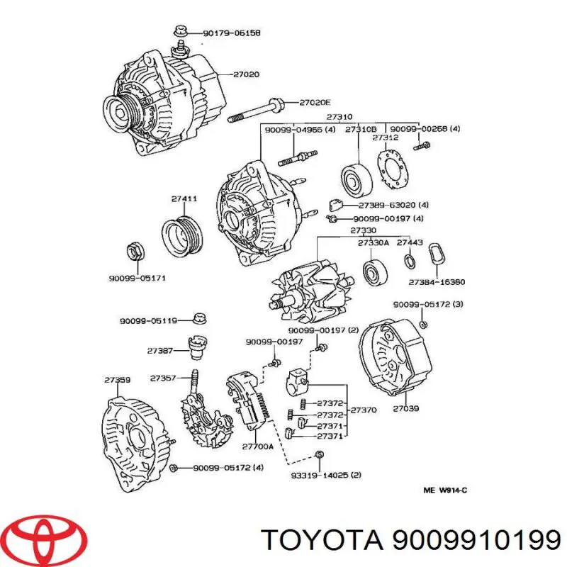 Cojinete, alternador 9009910199 Toyota