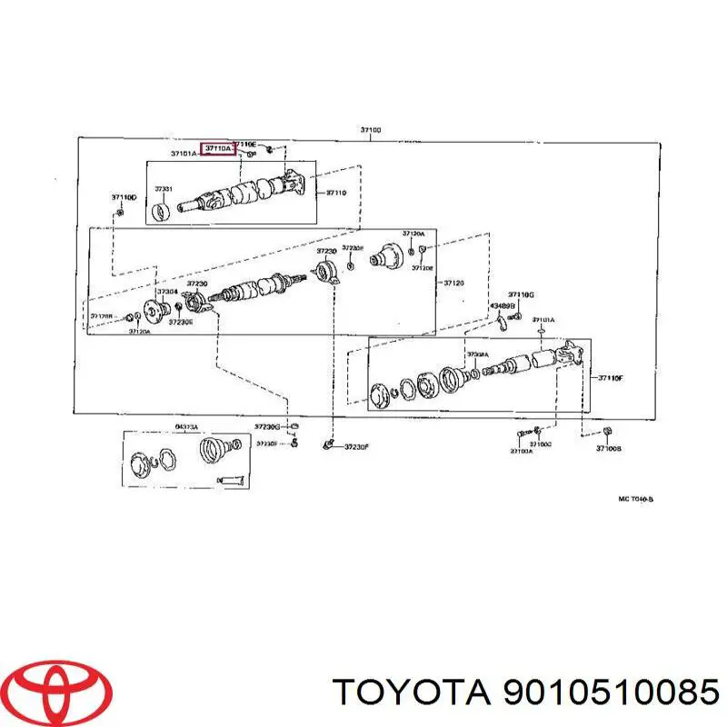 Parafuso de fixação de braçadeira do veio de transmissão para Toyota Camry (V2)