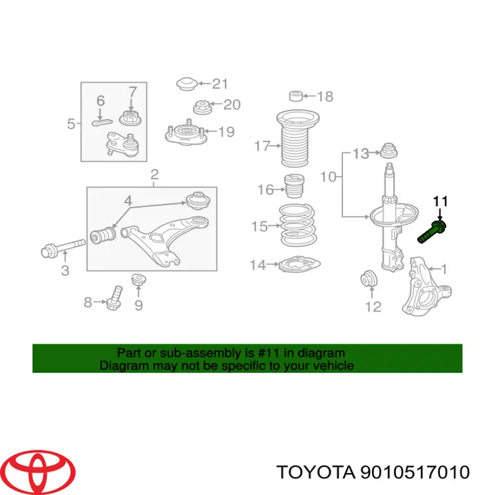 Parafuso de fixação de amortecedor dianteiro para Toyota Corolla (E21)