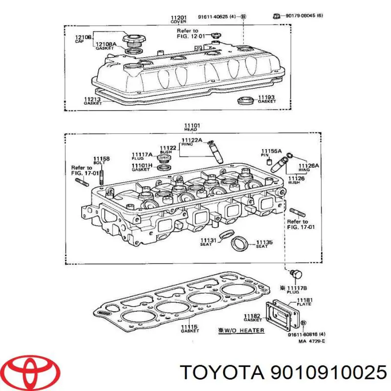 Болт головки блока цилиндров (ГБЦ) Toyota 9010910025