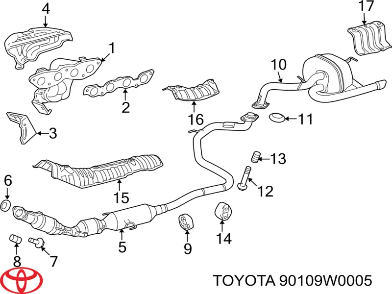 Болт выхлопной системы (глушителя) Toyota 90109W0005