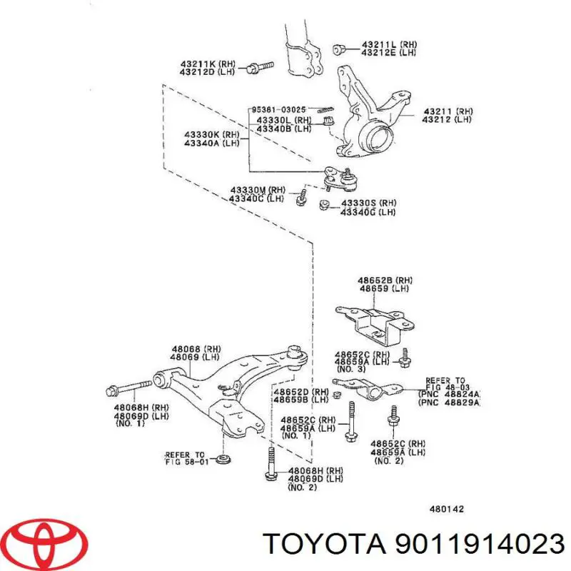 Болт крепления переднего рычага на Toyota Carina II 