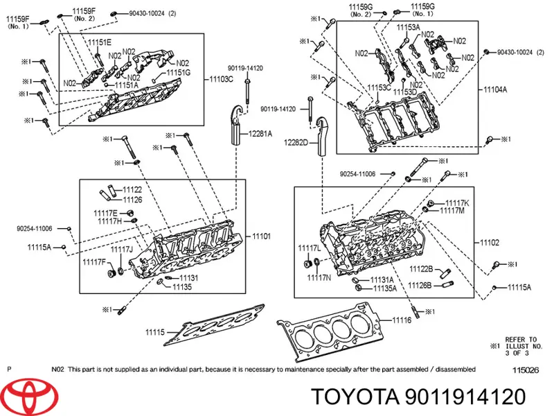 9011914120 Toyota Parafuso de fixação de braço oscilante dianteiro, inferior