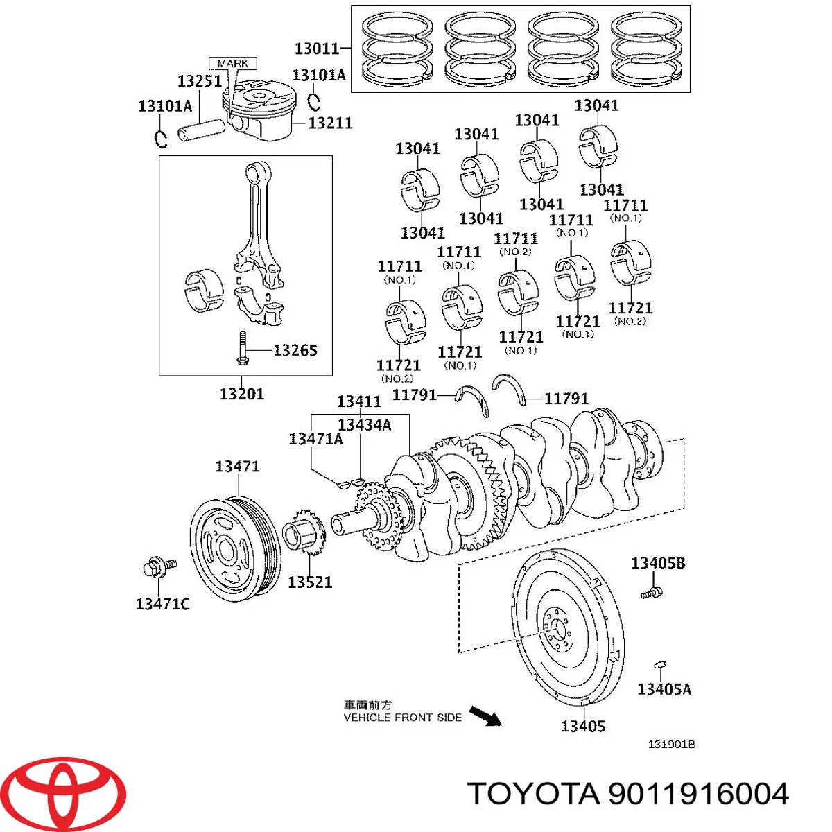 Болт шкива коленвала на Toyota Corolla E15