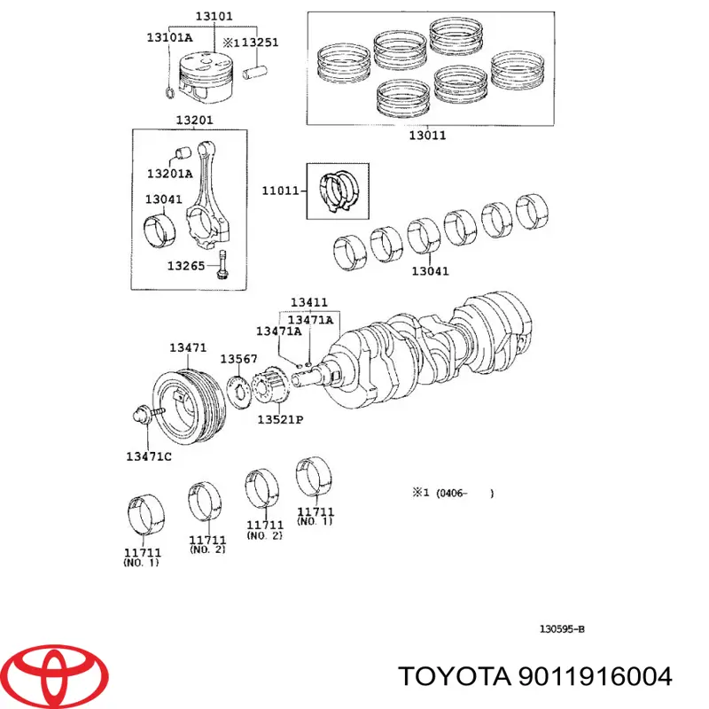 Perno de la polea del cigüeñal 9011916004 Toyota/Lexus