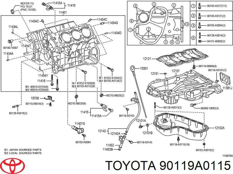 Parafuso de panela de motor para Toyota Corolla (E21)