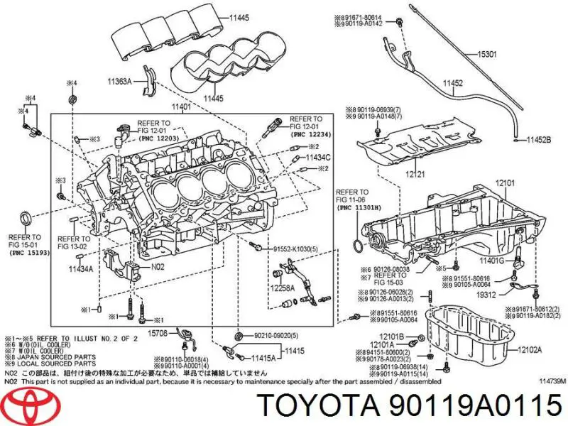 Болт поддона картера Toyota 90119A0115 цена, от 0.94 USD